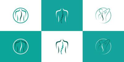 Vektor Chiropraktik Symbol Vektor Logo Design mit kreativ einzigartig einstellen Konzept Prämie Vektor