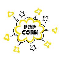 Popcorn Logo Popcorn Etikette Symbol großartig passen zum Karikatur Box mit rot Streifen vektor