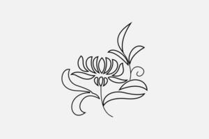 enkel svart översikt hand dragen blomma design element vektor