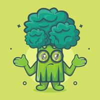 süß Brokkoli Gemüse Charakter Maskottchen mit verwirrt Geste isoliert Karikatur im eben Stil Design vektor