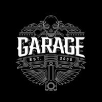 maskulin garage logotyp för cyklister eller muskel bil drivrutiner vektor