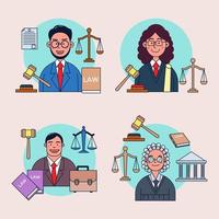 Anwälte und Richter Menschen Zeichentrickfigur Vektor