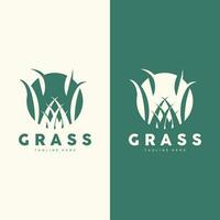 Grün Gras Logo Design, Bauernhof Landschaft Illustration, Natur Design vektor