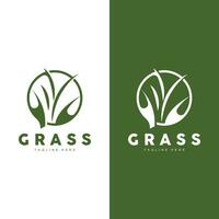 Grün Gras Logo Design, Bauernhof Landschaft Illustration, Natur Design vektor