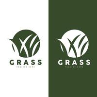 Grün Gras Logo Design, Bauernhof Landschaft Illustration, Natur Design vektor