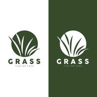 Grün Gras Logo Design, Bauernhof Landschaft Illustration, Natur Design vektor