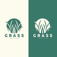 Grün Gras Logo Design, Bauernhof Landschaft Illustration, Natur Design vektor