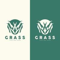 Grün Gras Logo Design, Bauernhof Landschaft Illustration, Natur Design vektor