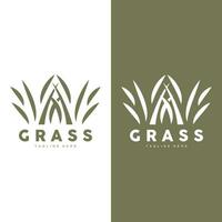 Grün Gras Logo Design, Bauernhof Landschaft Illustration, Natur Design vektor