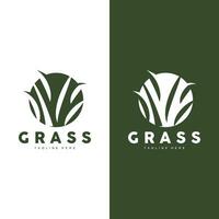 Grün Gras Logo Design, Bauernhof Landschaft Illustration, Natur Design vektor