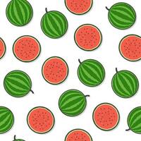 vattenmelon frukt sömlös mönster på en vit bakgrund. färsk vattenmelon tema illustration vektor