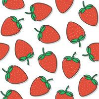 jordgubbar sömlös mönster på en vit bakgrund. färsk jordgubb ikon vektor illustration