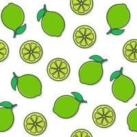 Limette Obst nahtlos Muster auf ein Weiß Hintergrund. frisch Limette Thema Illustration vektor