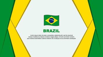 Brasilien flagga abstrakt bakgrund design mall. Brasilien oberoende dag baner tecknad serie vektor illustration. Brasilien flagga