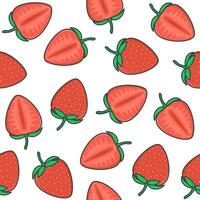 jordgubbar sömlös mönster på en vit bakgrund. färsk jordgubb tema illustration vektor
