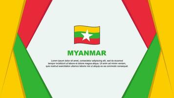 Myanmar Flagge abstrakt Hintergrund Design Vorlage. Myanmar Unabhängigkeit Tag Banner Karikatur Vektor Illustration. Myanmar Flagge