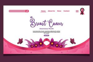 landning sida mall bröst cancer medvetenhet månad vektor