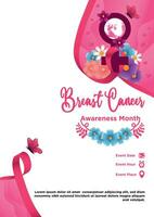 Gradient Vektor Brust Krebs Bewusstsein Monat Poster Vorlage