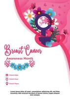 Gradient Vektor Brust Krebs Bewusstsein Monat Poster Vorlage