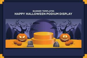 Banner Vorlage glücklich Halloween Podium Anzeige vektor