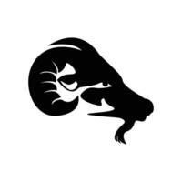Ziege Kopf Logo Design. gehörnt Tier Zeichen und Symbol. vektor