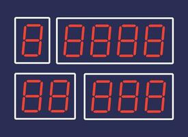 en vektor illustration av röd digital tal designad för digital larm klockor eller timers, presenteras mot en mörk bakgrund.