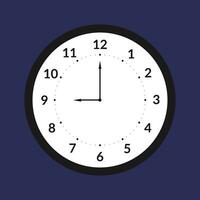 ein eben Design analog Uhr Symbol im ein kreisförmig Form, geeignet zum verschiedene Anwendungen, vorgestellt gegen ein dunkel Hintergrund im Vektor Format.