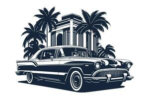 klassisch amerikanisch Auto Stil. Jahrgang Fahrzeug Vektor Illustration. modern drucken Design von retro Maschine.