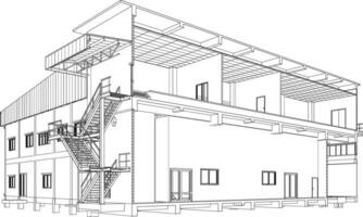 3d illustration av industriell byggnad vektor