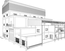 3d illustration av industriell byggnad vektor