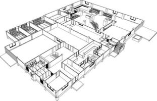 3d illustration av industriell byggnad vektor