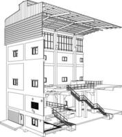 3d illustration av industriell byggnad vektor