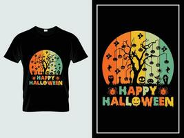 Lycklig halloween grafisk t skjorta design illustration vektor