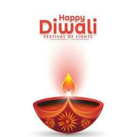 Lycklig diwali festival av lampor färgrik diya bakgrund design. diwali hälsning kort design. vektor