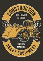 bulldozer service vintage badge, retro badge design vektor