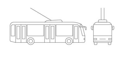 trolleybuss för rör på sig runt om stad, offentlig transport modell färg linje ikon. passagerare transport. sida och främre se. vektor översikt