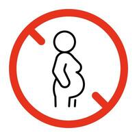 förbjuden inträde gravid kvinna, förbjuda tecken. förbjuden zon, symbol av fara för graviditet. restriktion ikon. vektor tecken
