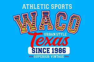 waco texas årgång högskola, för t-shirt, affischer, etiketter, etc. vektor