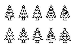 Weihnachten Baum Gliederung Symbol, Vektor und Illustration