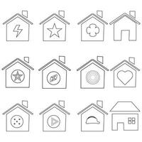 Haus-Vektor-Icon-Set. home illustration zeichensammlung. Gebäudesymbol. vektor