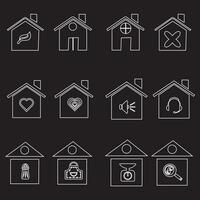 Haus-Vektor-Icon-Set. home illustration zeichensammlung. Gebäudesymbol. vektor