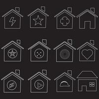 Haus-Vektor-Icon-Set. home illustration zeichensammlung. Gebäudesymbol. vektor