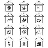 Haus-Vektor-Icon-Set. home illustration zeichensammlung. Gebäudesymbol. vektor