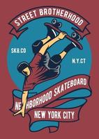 skateboard street broderskap vintage badge, retro badge design vektor