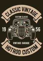 klassisk vintage hotrod vintage badge, retro badge design vektor