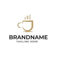 Kaffee Tasse Logo kombiniert mit finanziell Symbole vektor