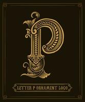 Jahrgang Ornament Logo Brief p - - Vektor Logo