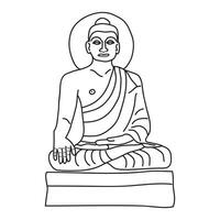 Budha Gliederung Zeichnung auf Weiß. vektor