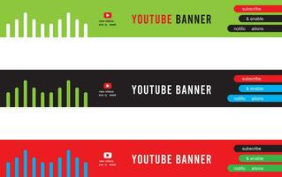 3 Farbe Ausführung Vektor kreativ modern Youtube Banner Vorlage