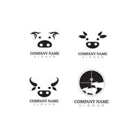 Stier- und Kuhkopf Schwein Büffelkopf Kuh Tier Maskottchen Logo Design Vektor für Sporthorn Büffel Tier Säugetiere Kopf Logo Wild Matador